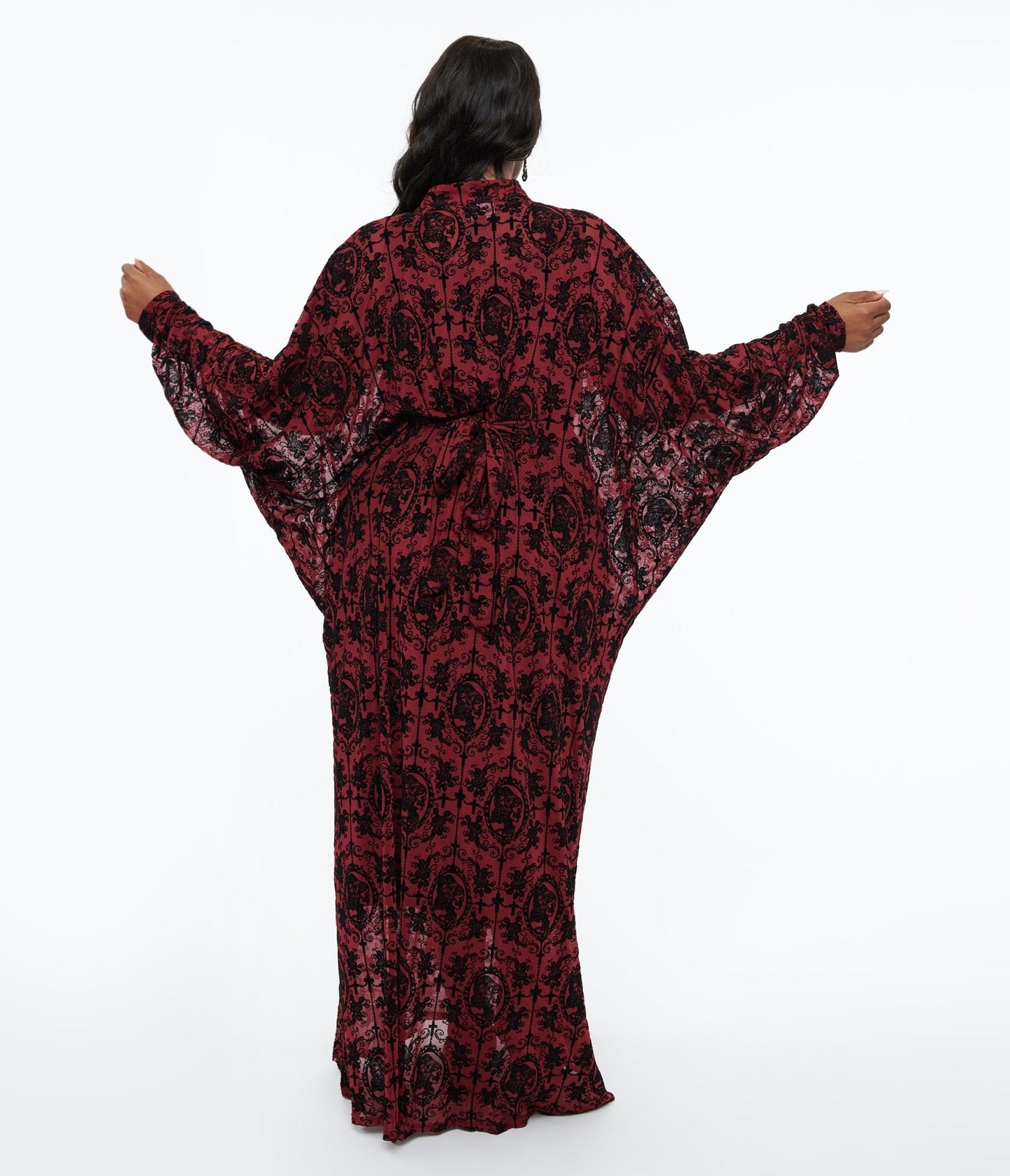 Unique Vintage 1970s La Caterina Burgundy High Neck Caftan