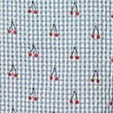Unique Vintage Blue & White Gingham Cherry Print Luanne Top