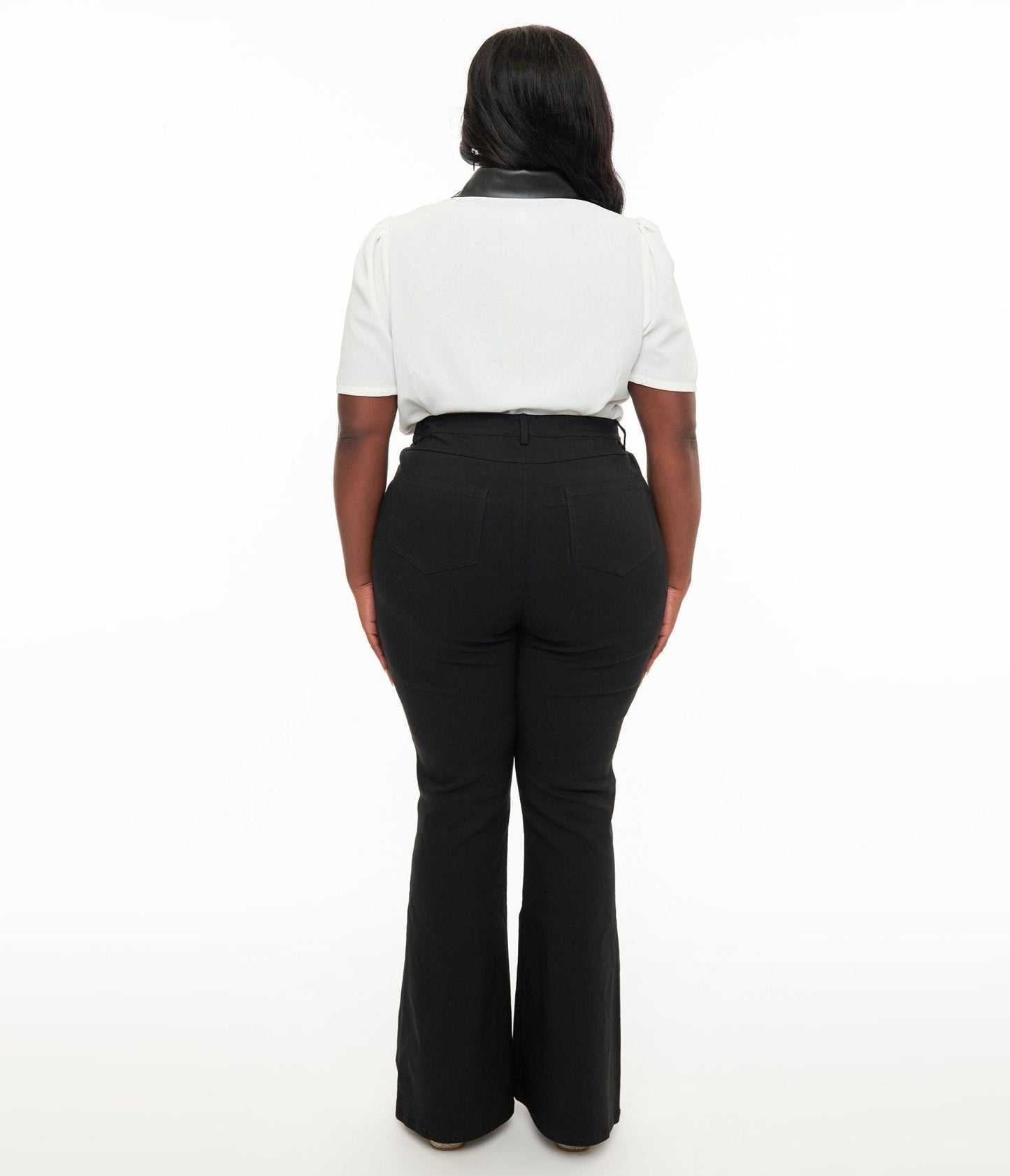 Unique Vintage Plus Size 1970s Black & Silver Bats Flare Pants