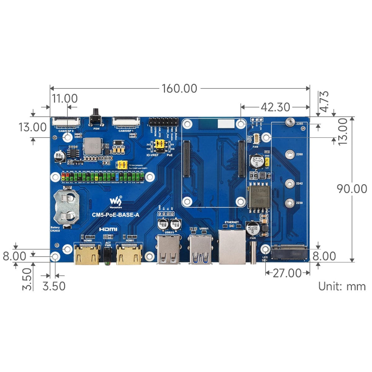 Waveshare PoE IO Board for Raspberry Pi CM5