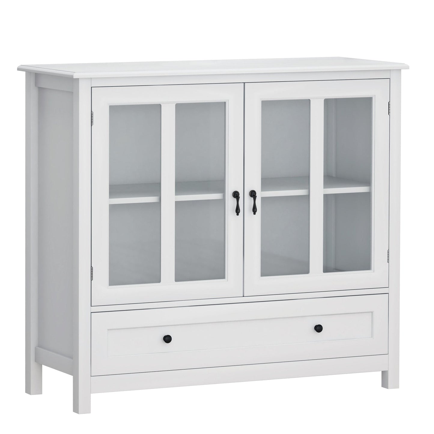 Whimsical Buffet Cabinet with Double Glass Doors and Unique Bell Handle