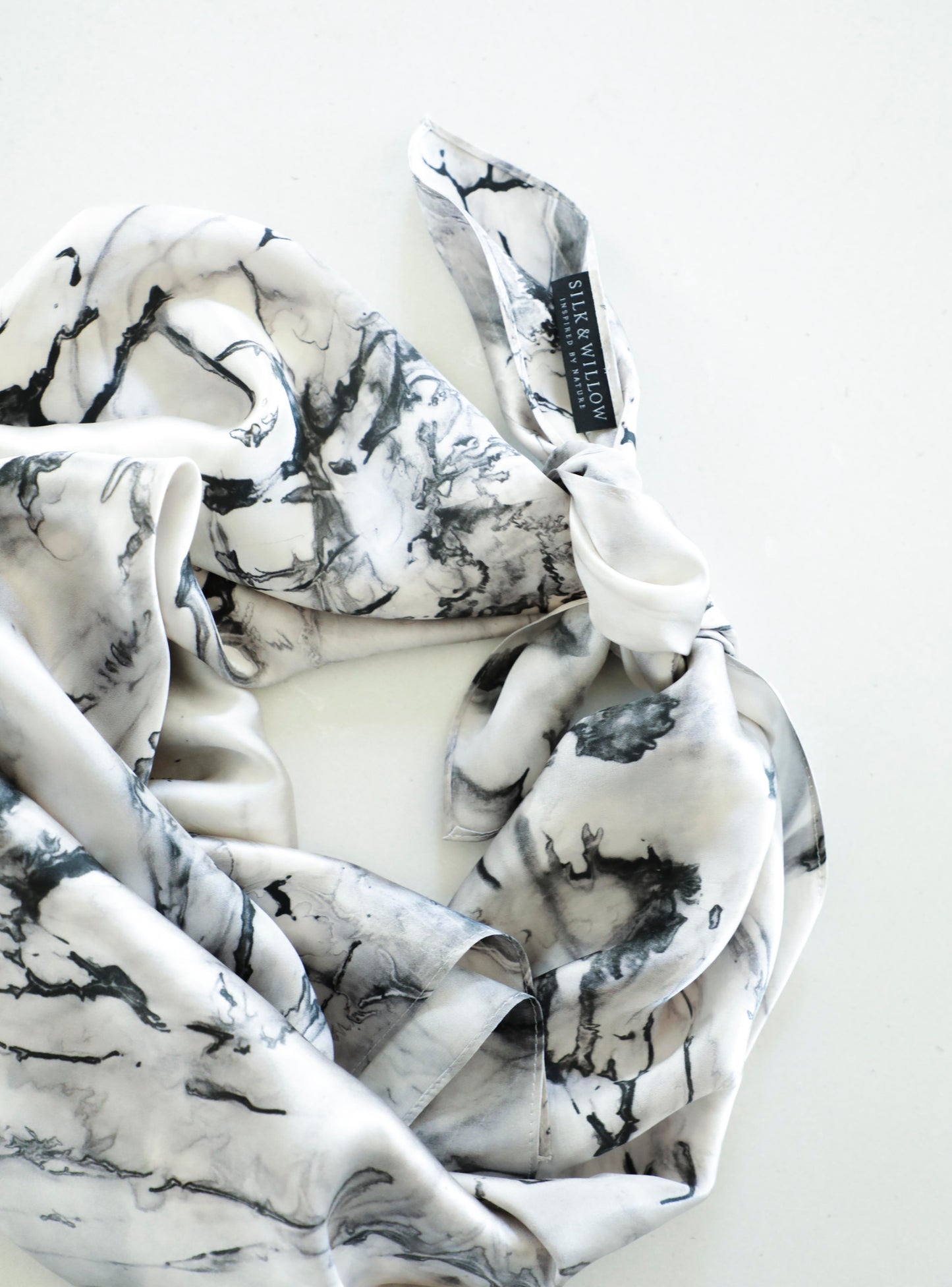 100% Silk Satin Klecksography Scarf {Woodgrain 001}