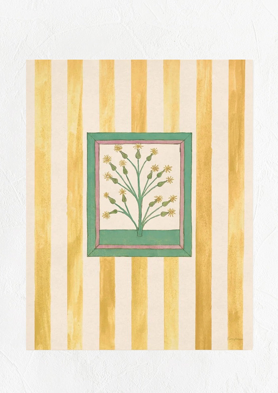 Book of Herbs Print in Yellow Stripe