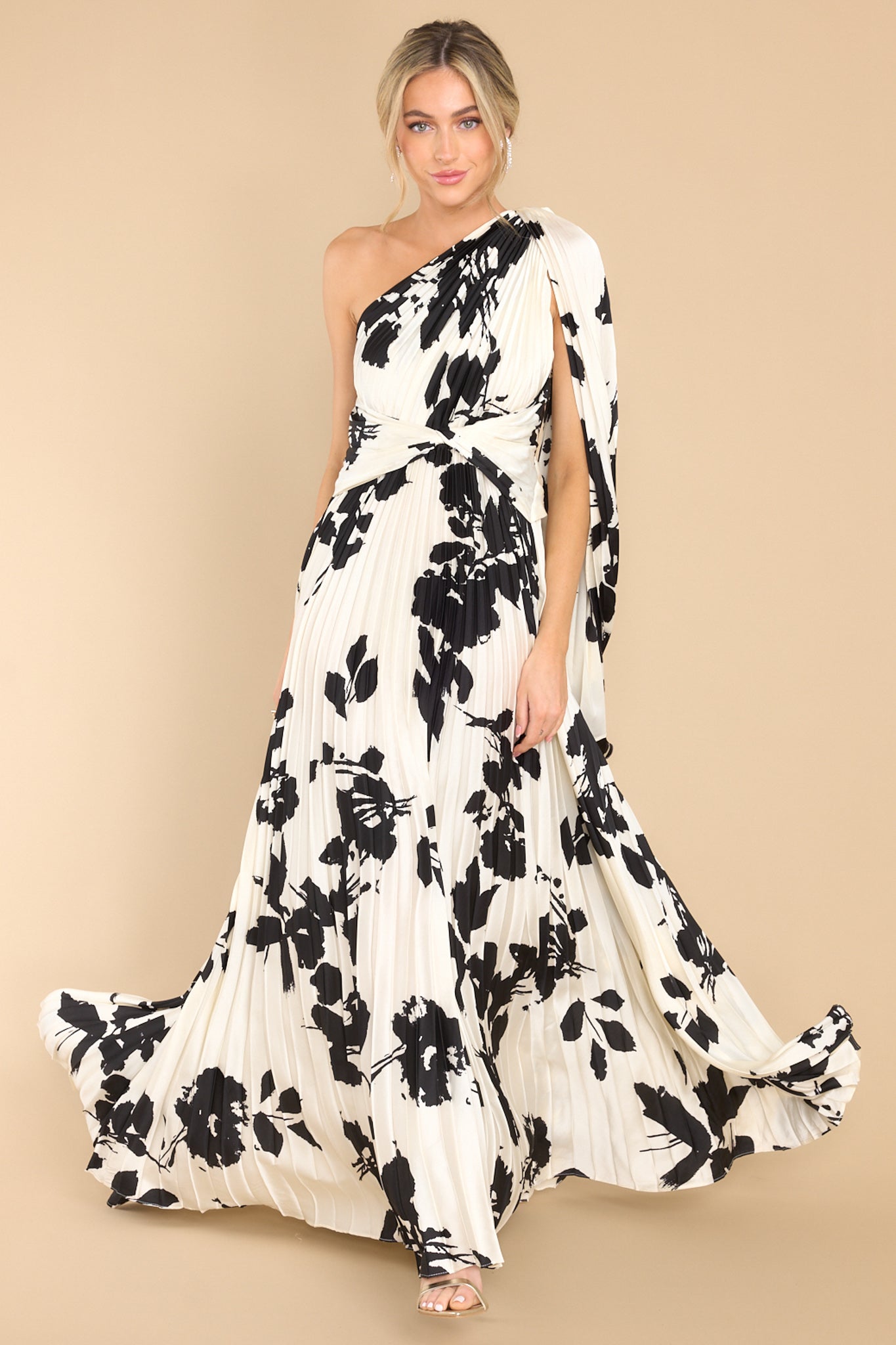 Oh Yes I Can Ivory and Black Maxi Dress