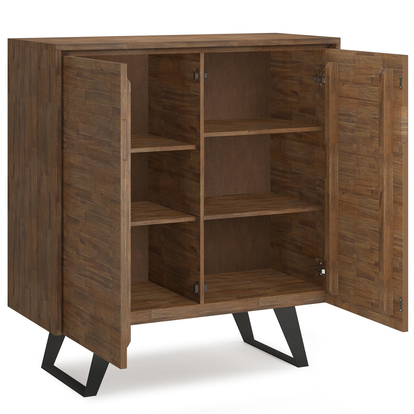 Passage 2-Door Storage Cabinet with 4 Adjustable Shelves and Metal Angled Legs