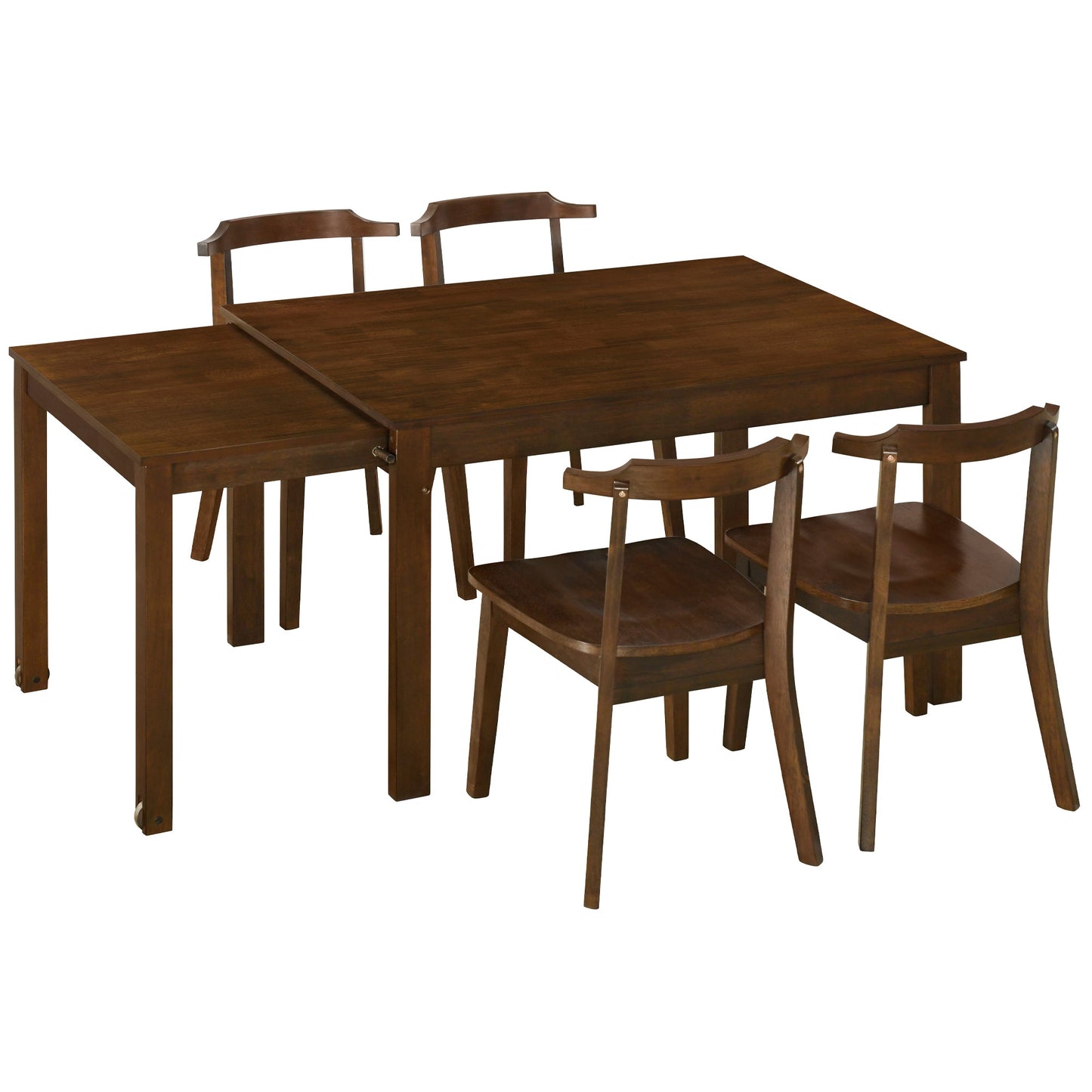 Holva 5-Piece Dining Set with Extendable Table and 4 Open Back Chairs