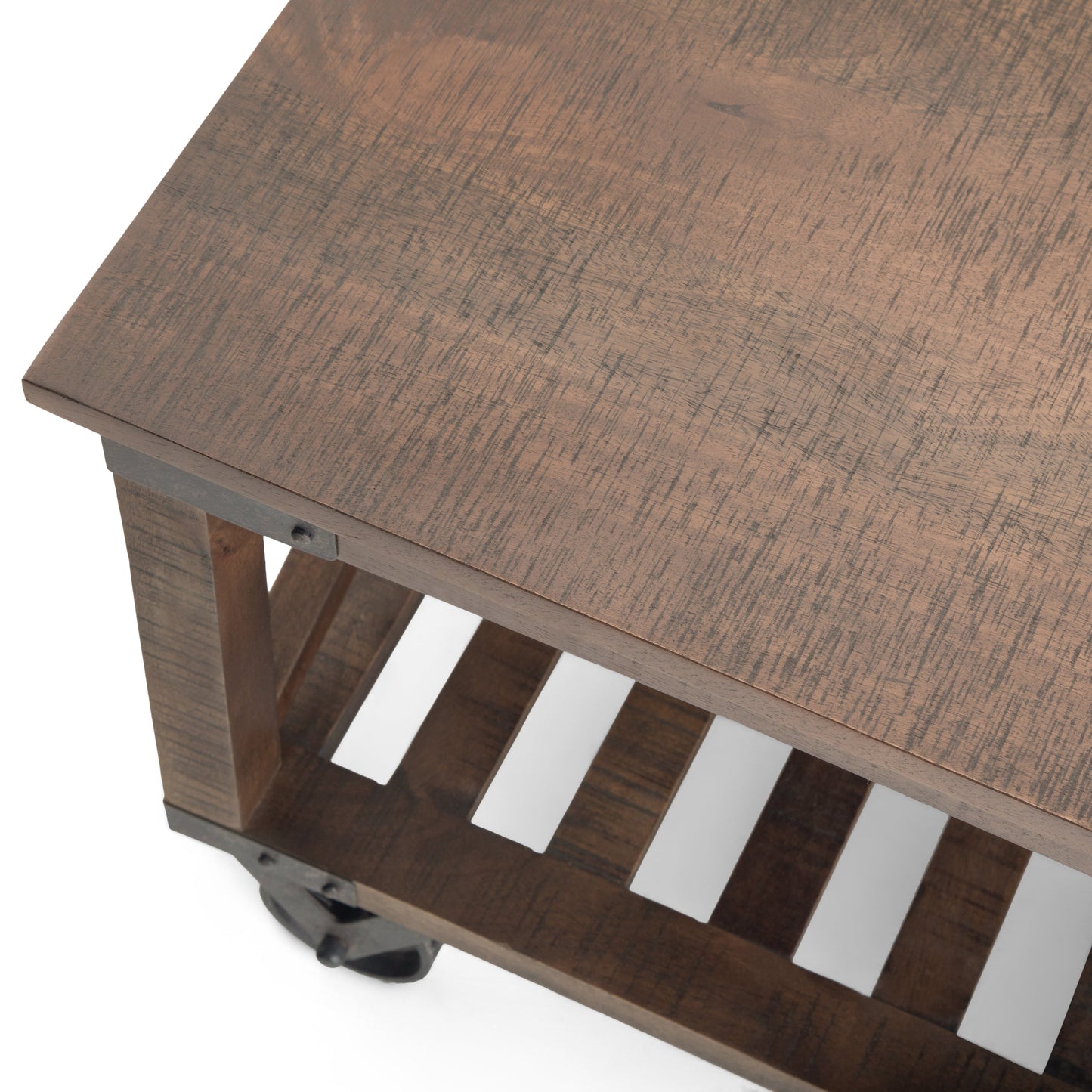 Square Coffee Table with Bottom Shelf and Wheels