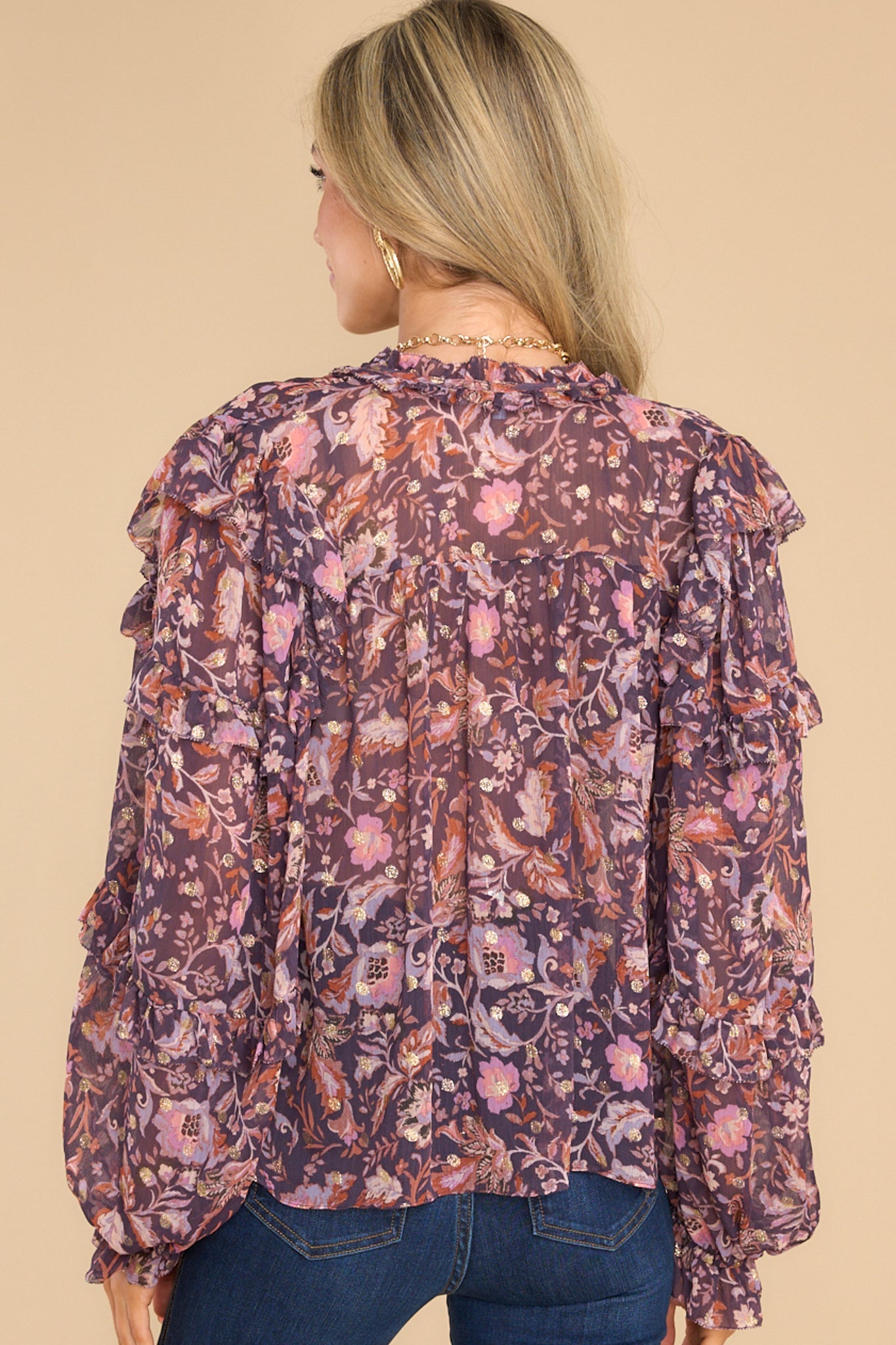 Make You Wanna Stay Plum Floral Print Top