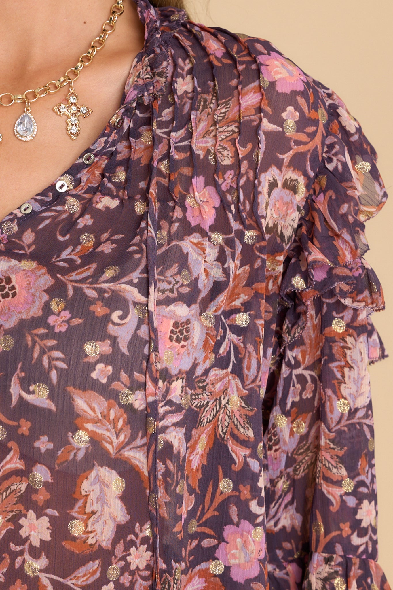 Make You Wanna Stay Plum Floral Print Top