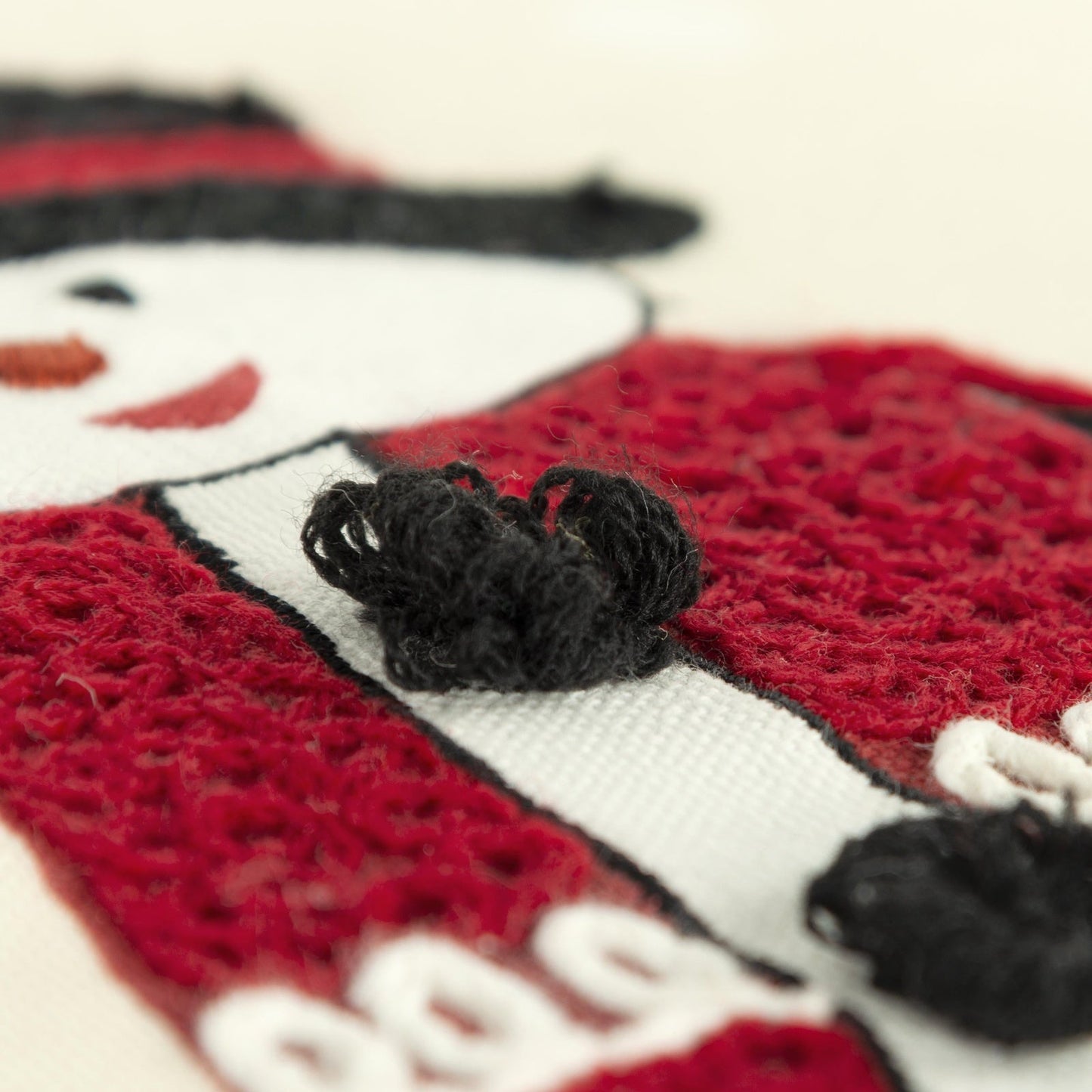 Print And Applique Cotton Snowman Family Decorative Throw Pillow