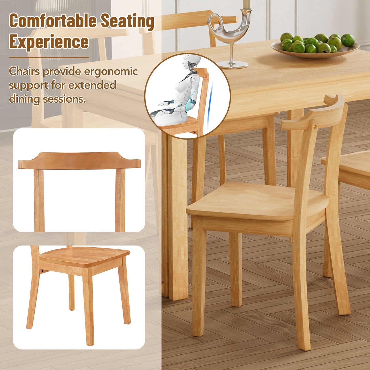 Holva 5-Piece Dining Set with Extendable Table and 4 Open Back Chairs