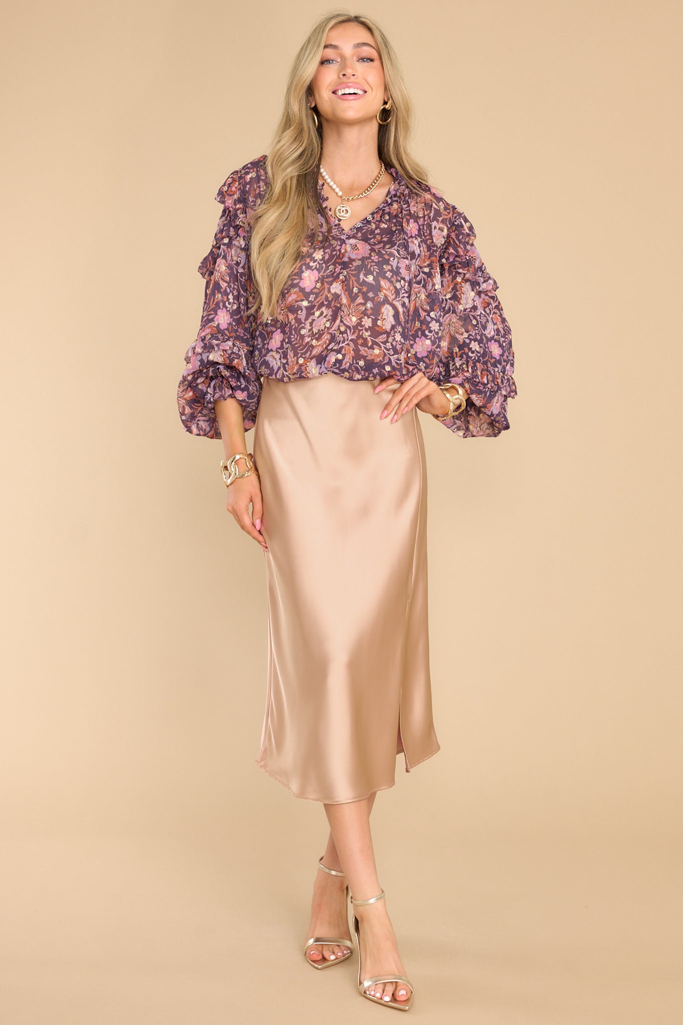 Make You Wanna Stay Plum Floral Print Top