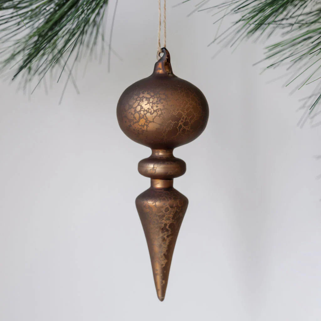 Mixed Metals Neutral Palette Glass Finial Ornament, Set Of 4
