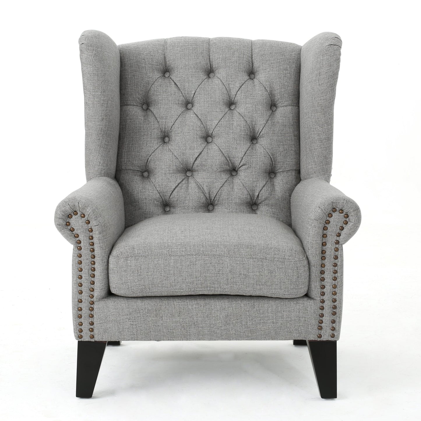 Cerebral Upholstered Wingback Chair with Diamond Tufting and Nailhead Trim