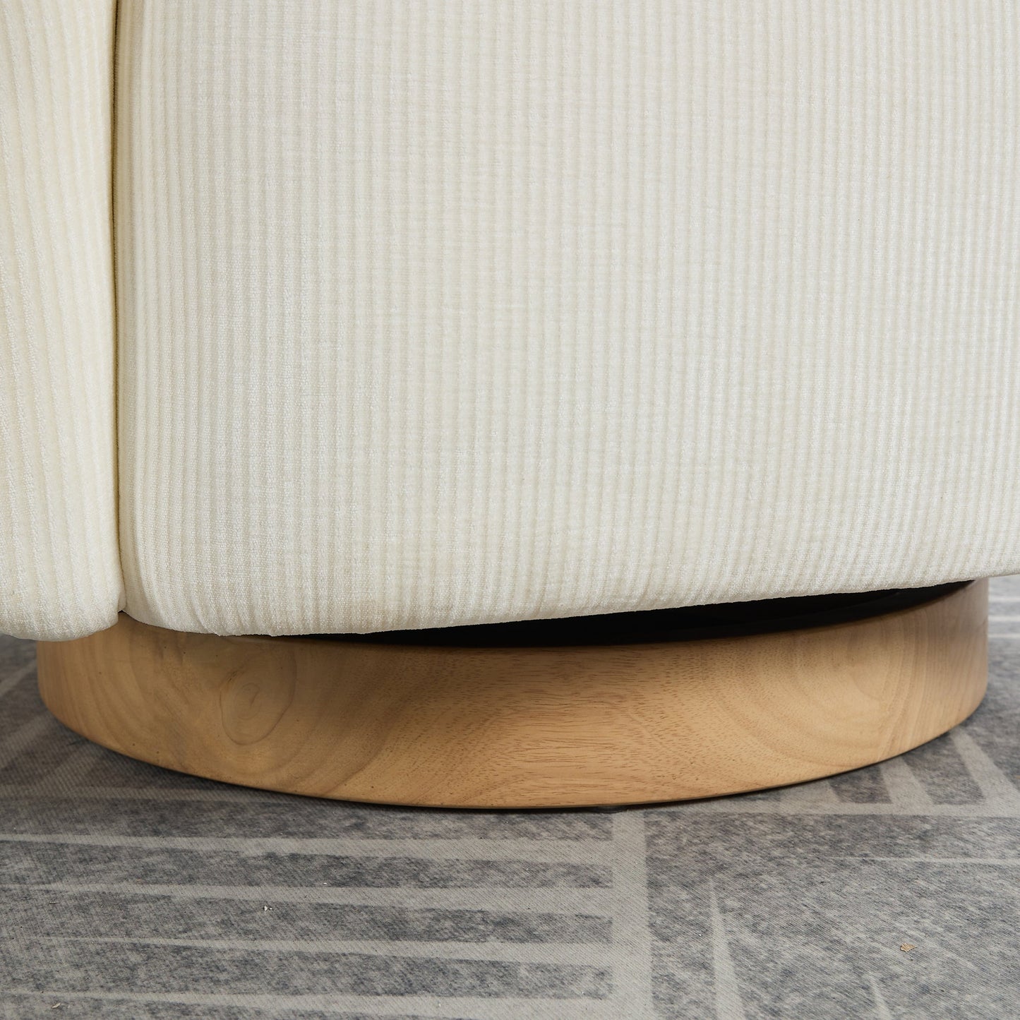 Actuator Upholstered Barrel Chair with 360-Degree Swivel Base and Curved Arms