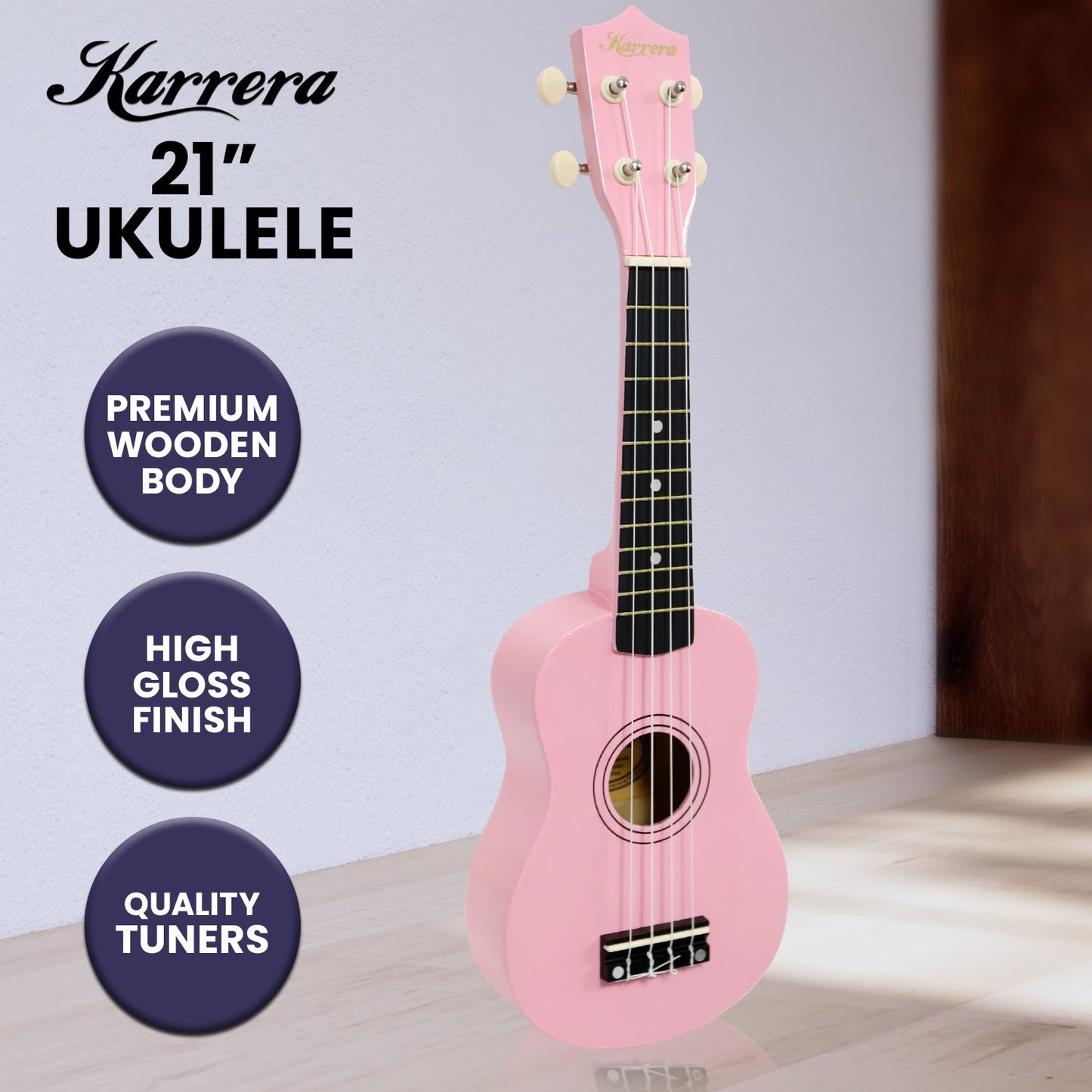 Karrera 21" Ukulele Guitar (Pink)