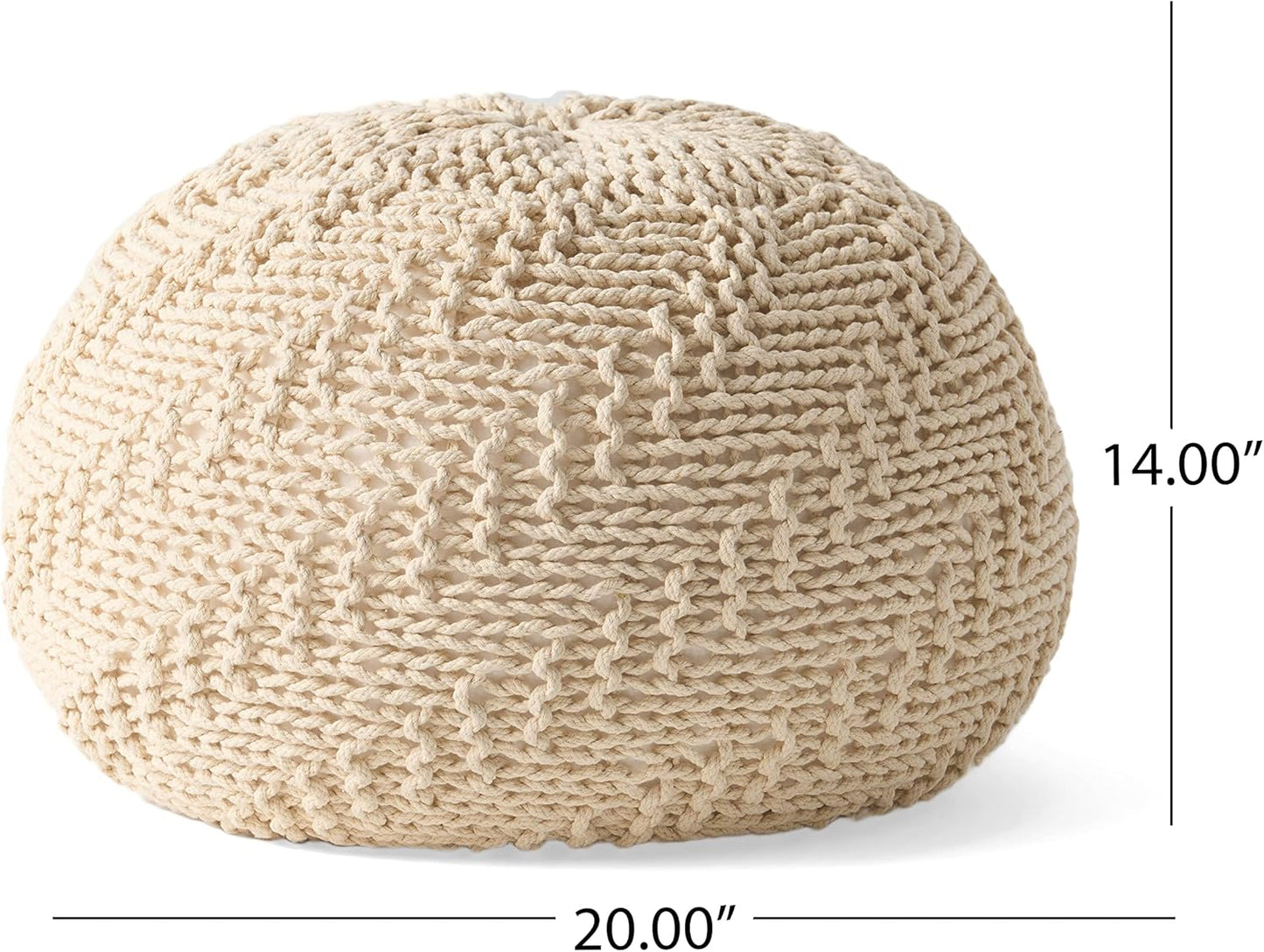 Claritys Round Pouf with Knit Weave Design
