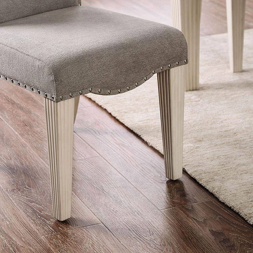 Upholstered Dining Chair with Nailhead Trim and Camel Back, Set of 2