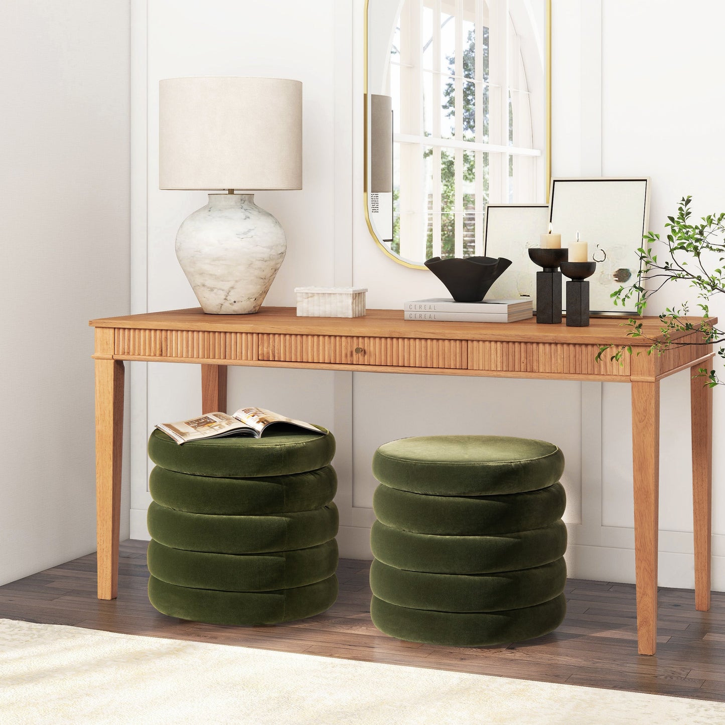 Capstone Oversized Round Ottoman with Hidden Storage Compartment