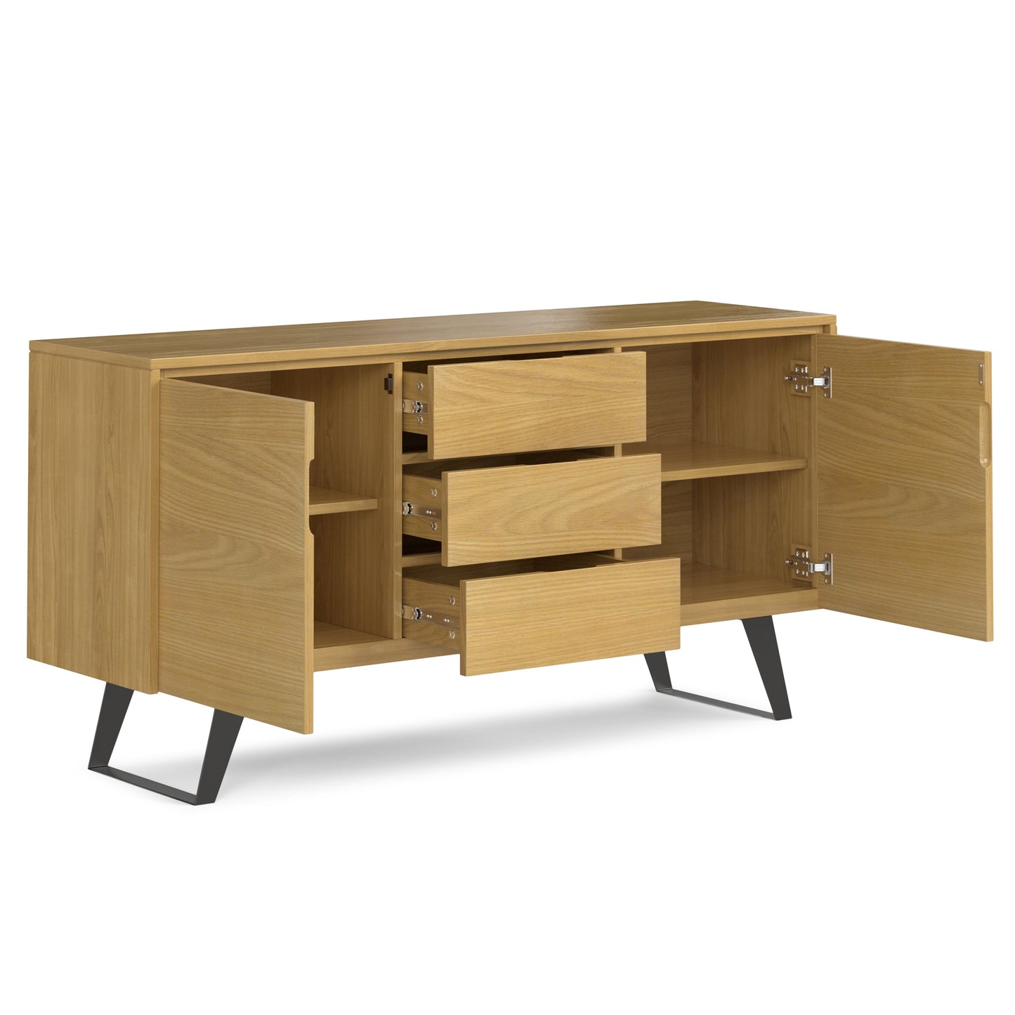 Peak 2-Door Buffet Cabinet with 3 Drawers and Metal Angled Legs