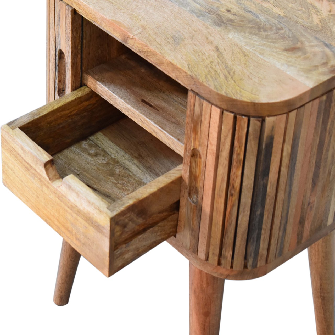 Solid Wood Bedside with 2 Cut-out Handles and Drawer