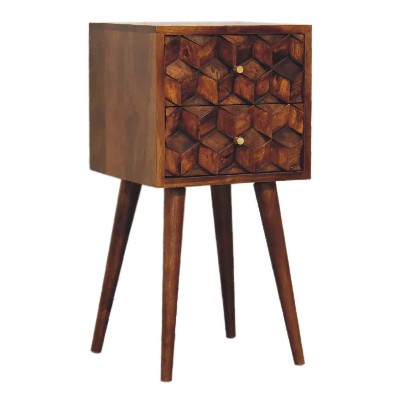 Bedside with 2 Drawers and Tapered Legs