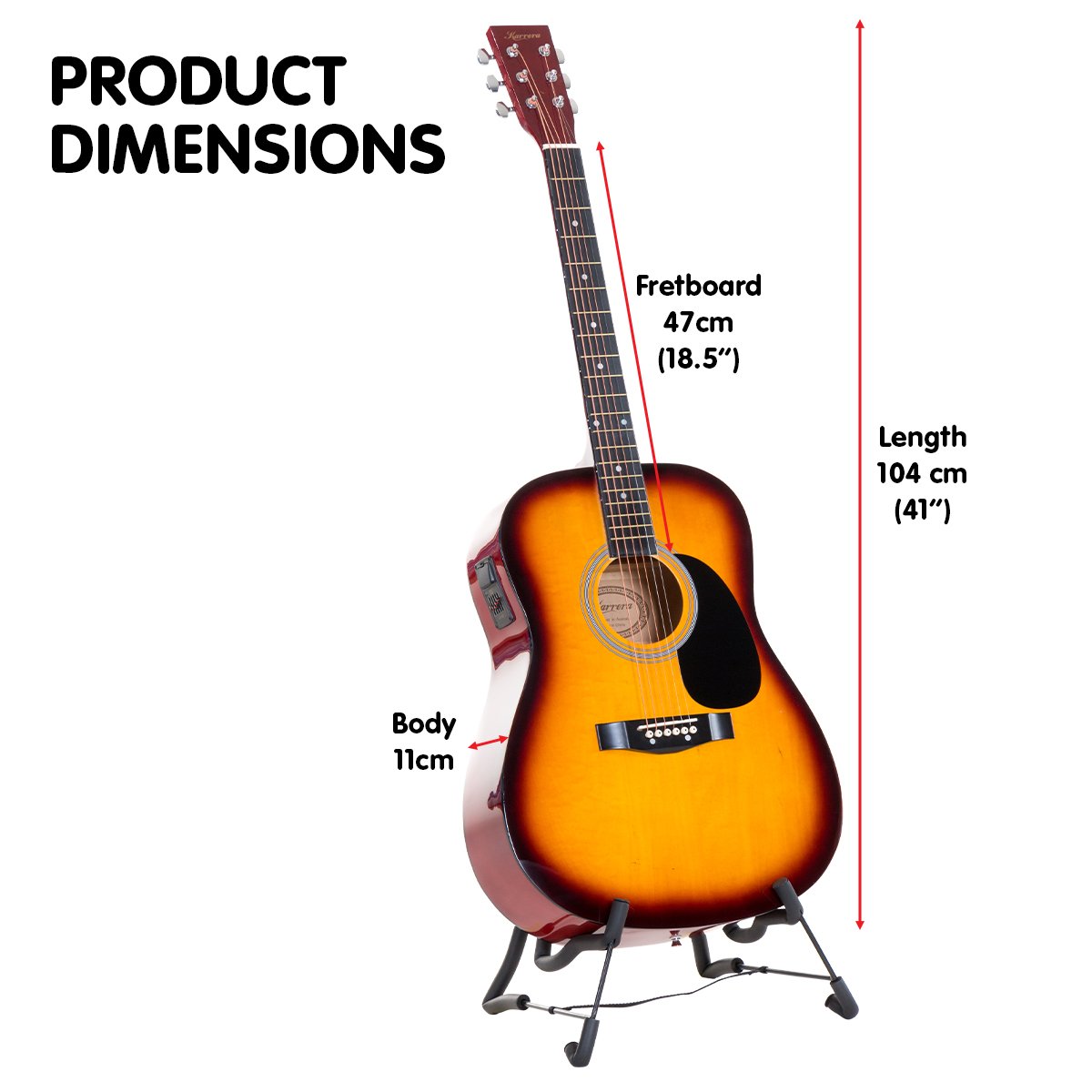 Karrera Electronic Acoustic Guitar 41in (Sunburst)
