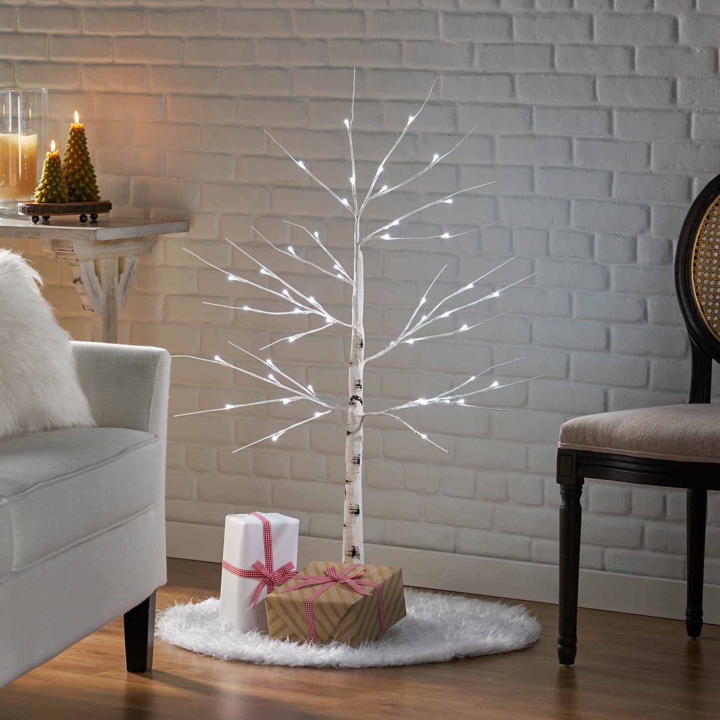 Clyne 4 ft Birch Tree with 48 LED Lights