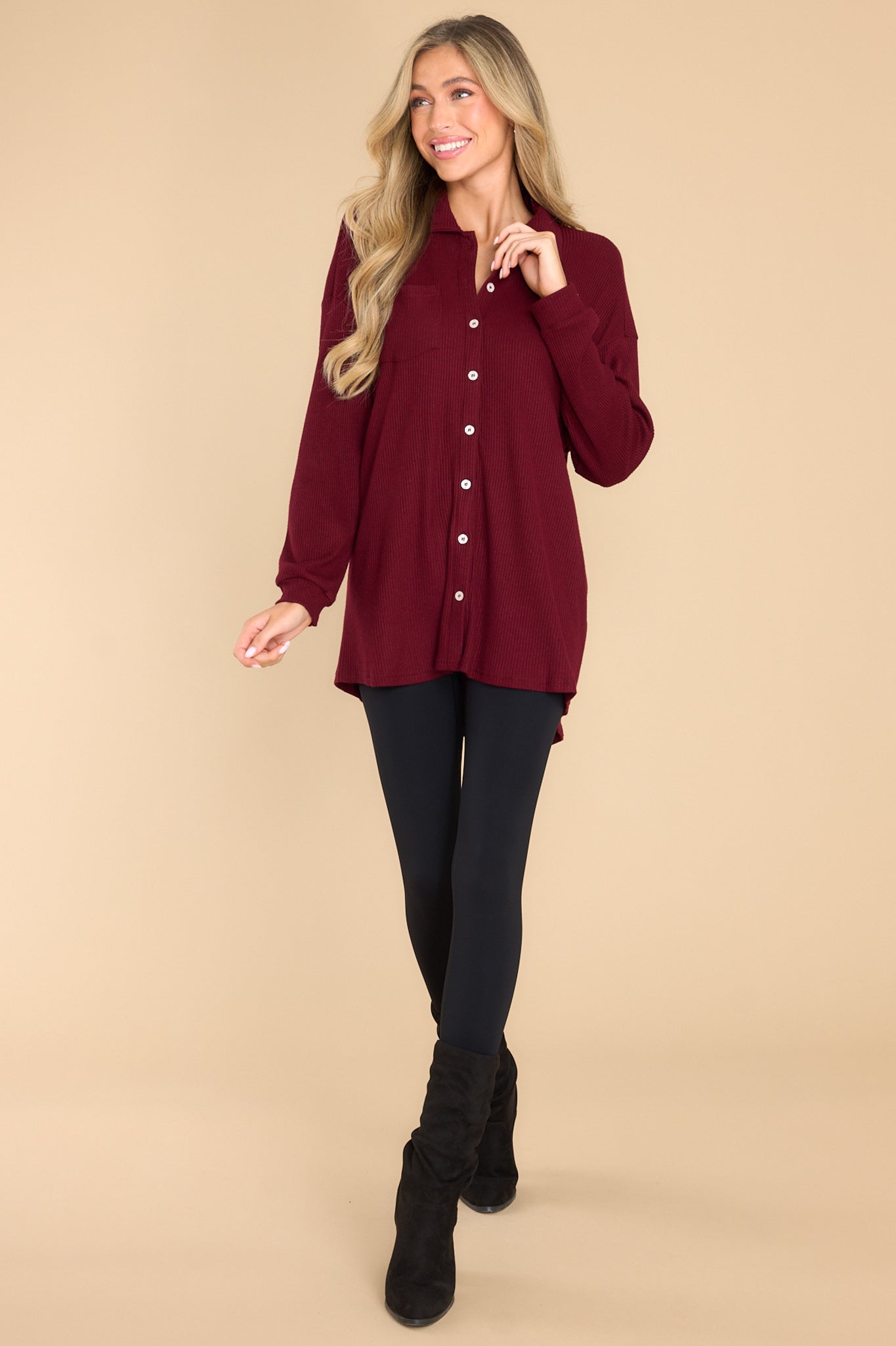Set On You Burgundy Top