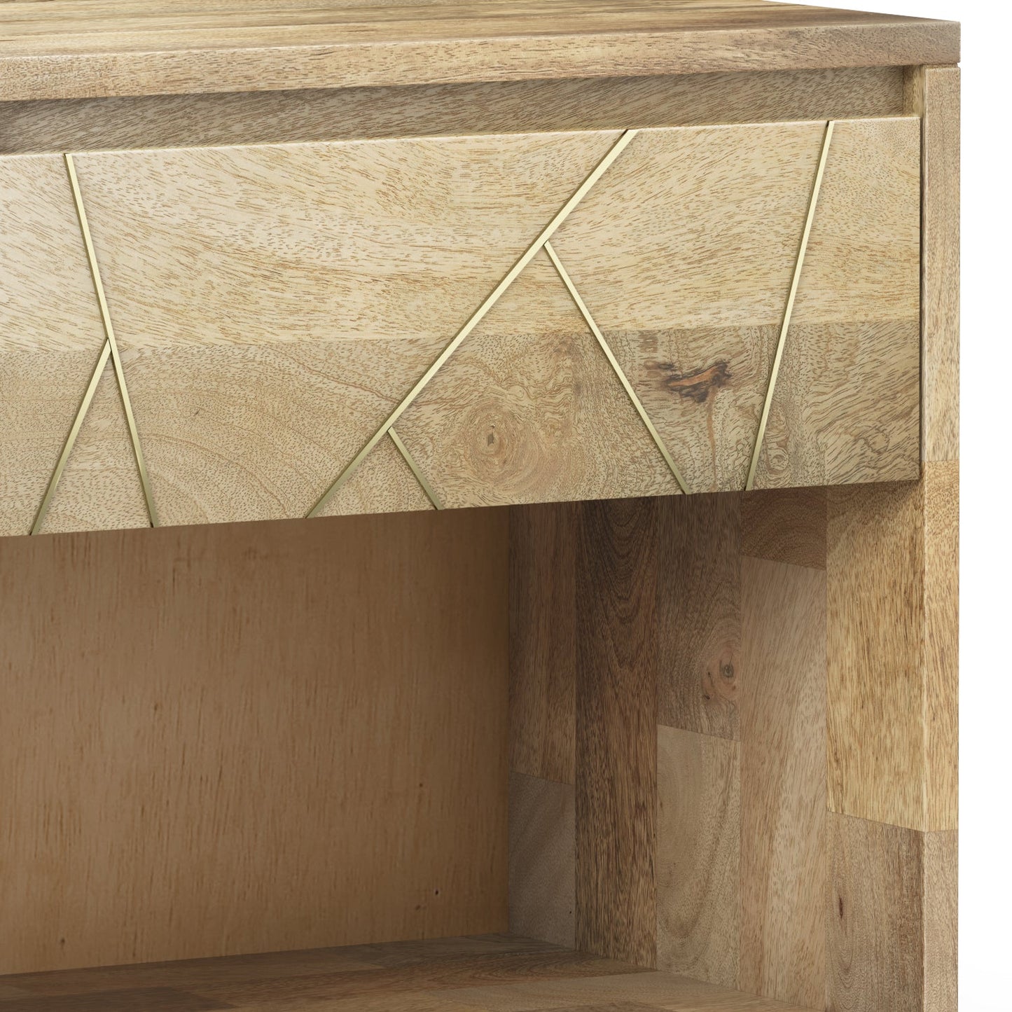 Graceful 1-Drawer Nightstand with Open Bottom Shelf and Metal Legs