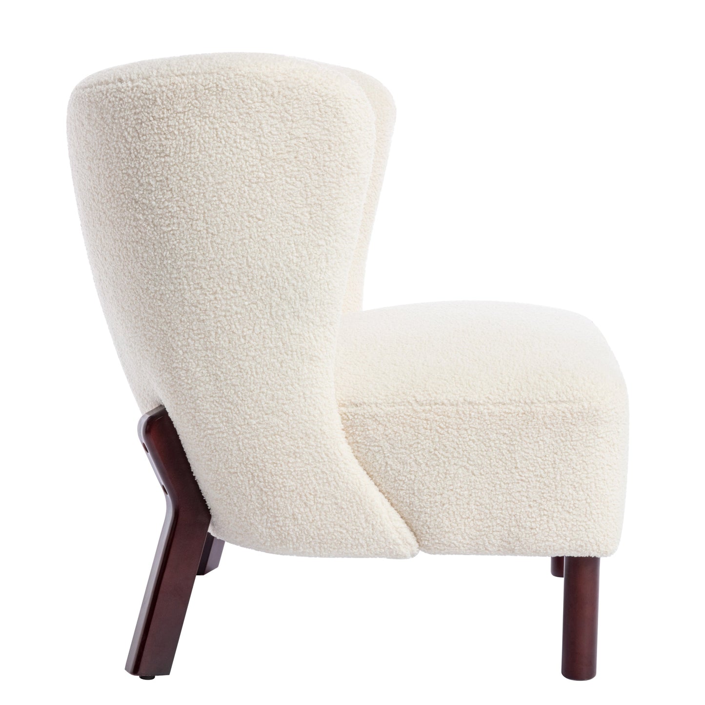 Button Tufted Upholstered Armless Chair with Wing Back and Wooden Legs