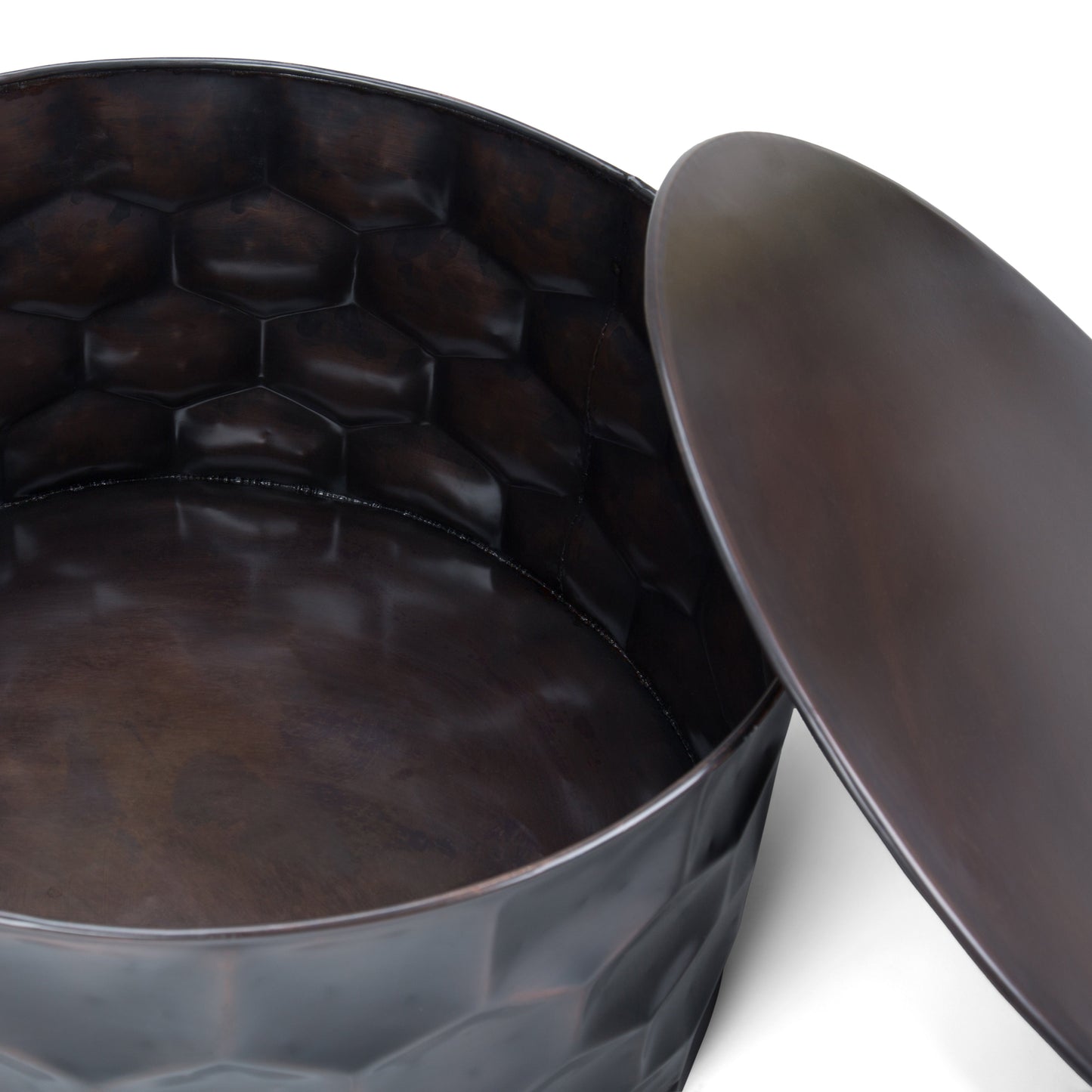 Metal Coffee Table with Removable Round Top and Honey Comb Design