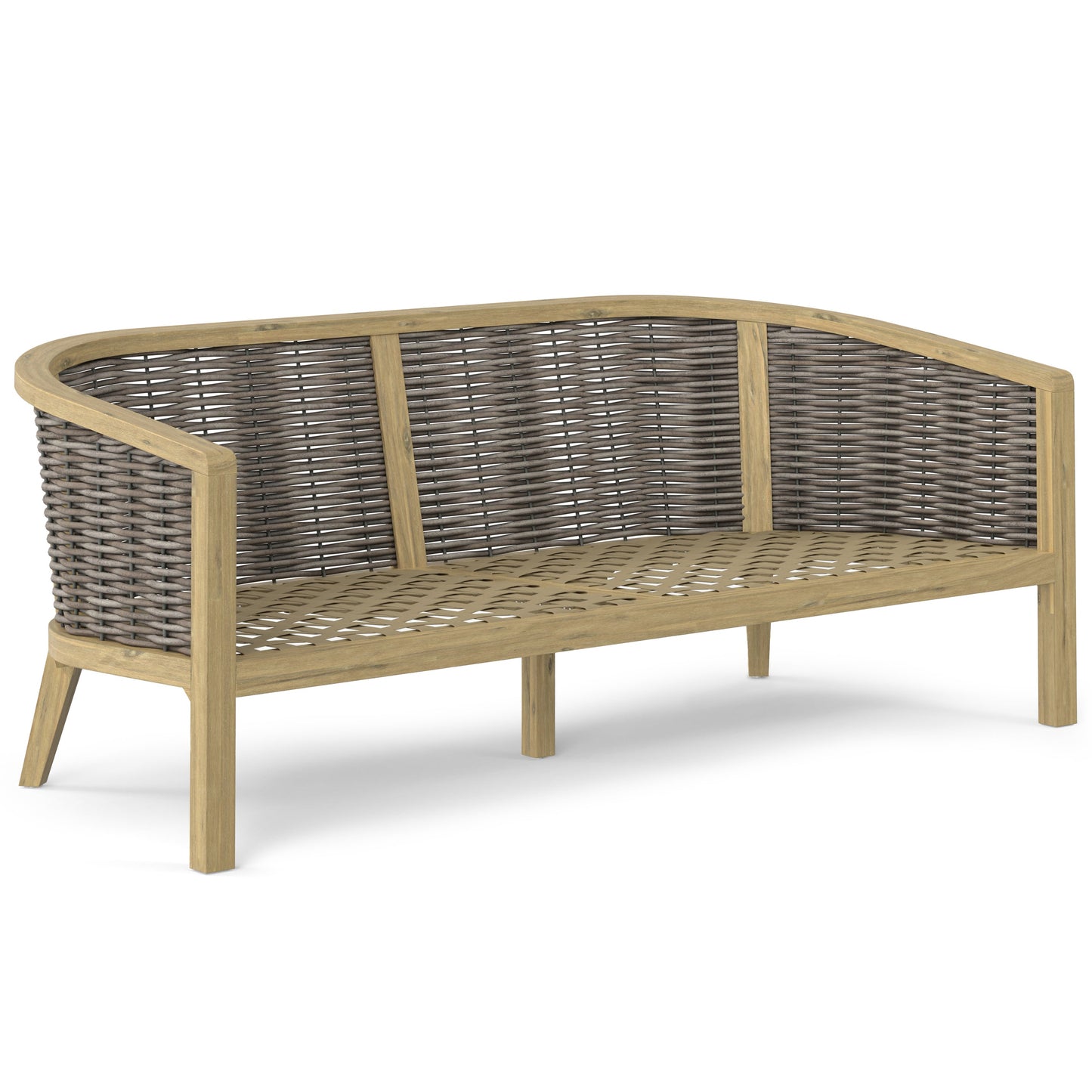 Outdoor Hand-Woven Rattan Sofa with Curved Frame