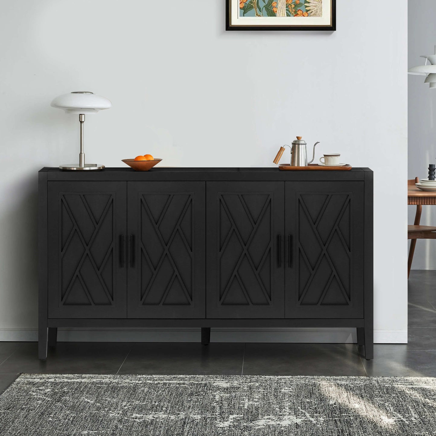 Arcanine 60" Sideboard with 4 Doors and Adjustable Shelves
