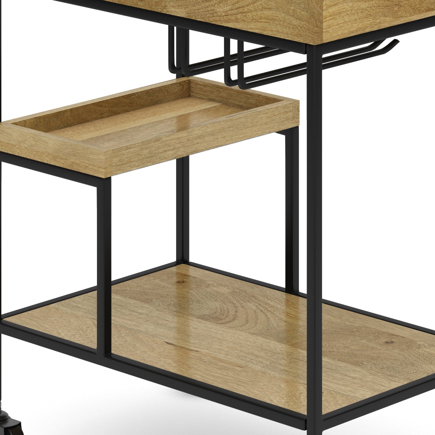 29" Bar Cart with Tray Top and Caster Wheels