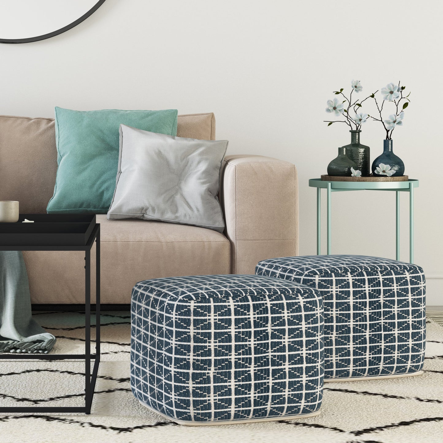Starlight Handcrafted Cotton Square Pouf