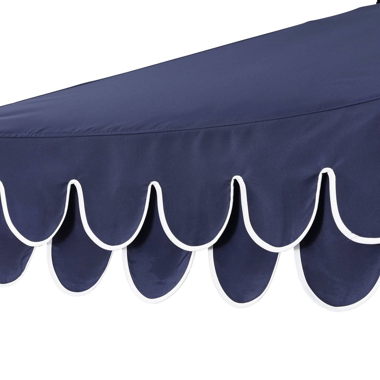 Tracy Classic MidCentury Scalloped Fringe Market Patio Umbrella with Auto-Tilt
