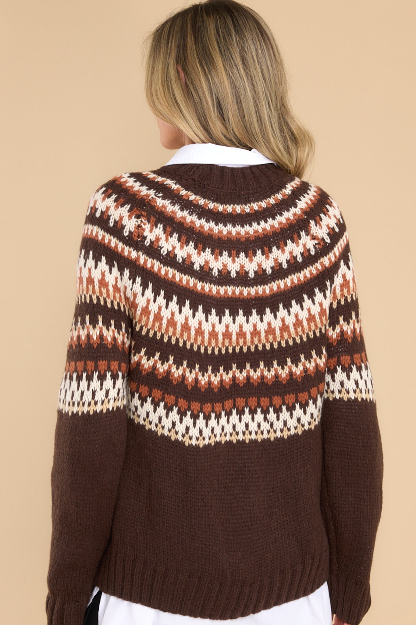 Ready To Recharge Brown Fair Isle Sweater