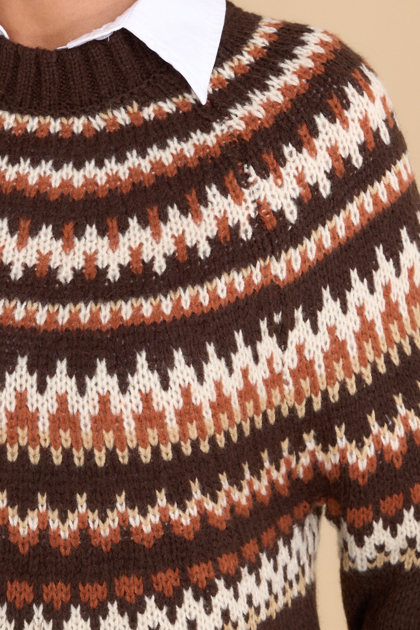 Ready To Recharge Brown Fair Isle Sweater
