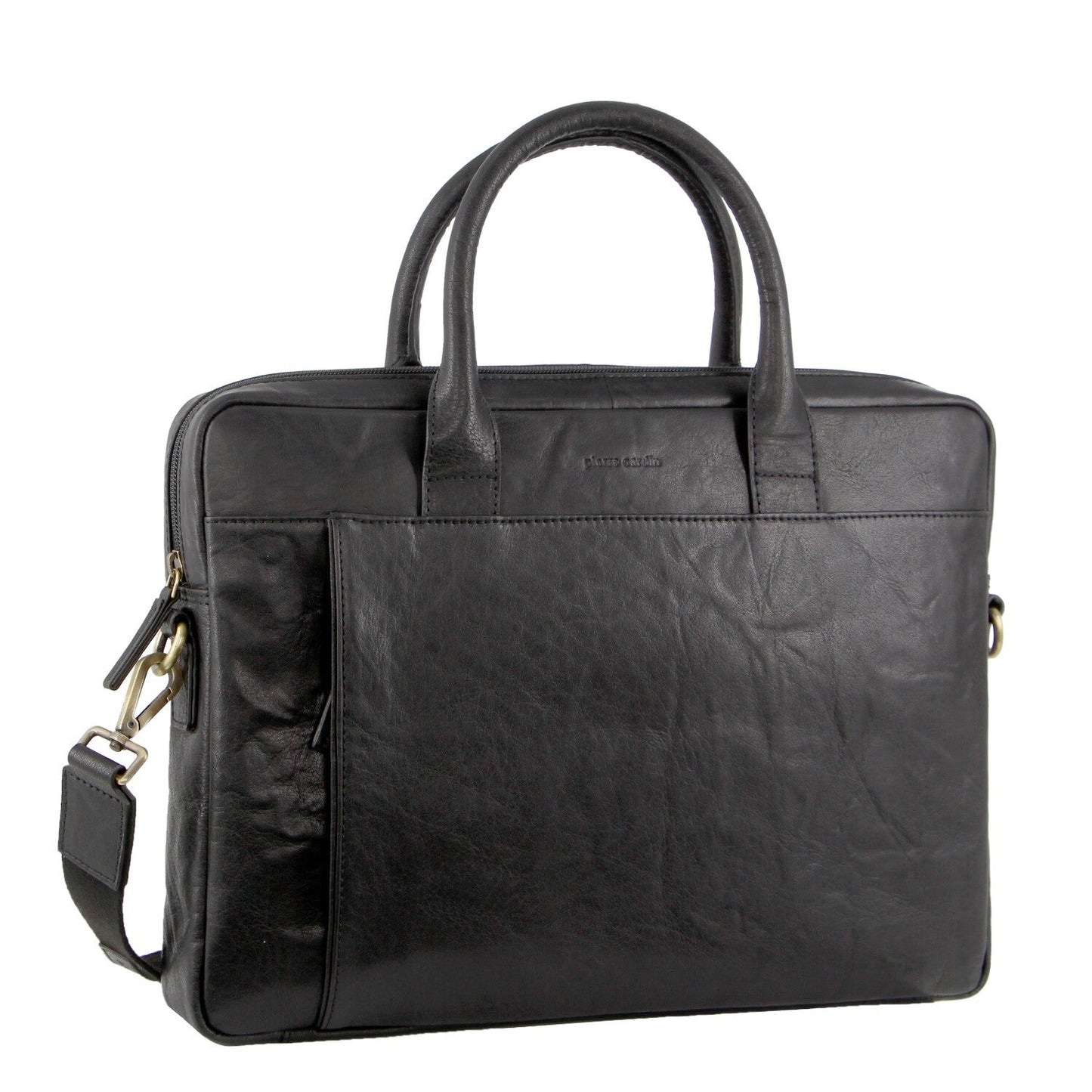Pierre Cardin Leather 15" Multi-Handle Laptop Bag (Black)