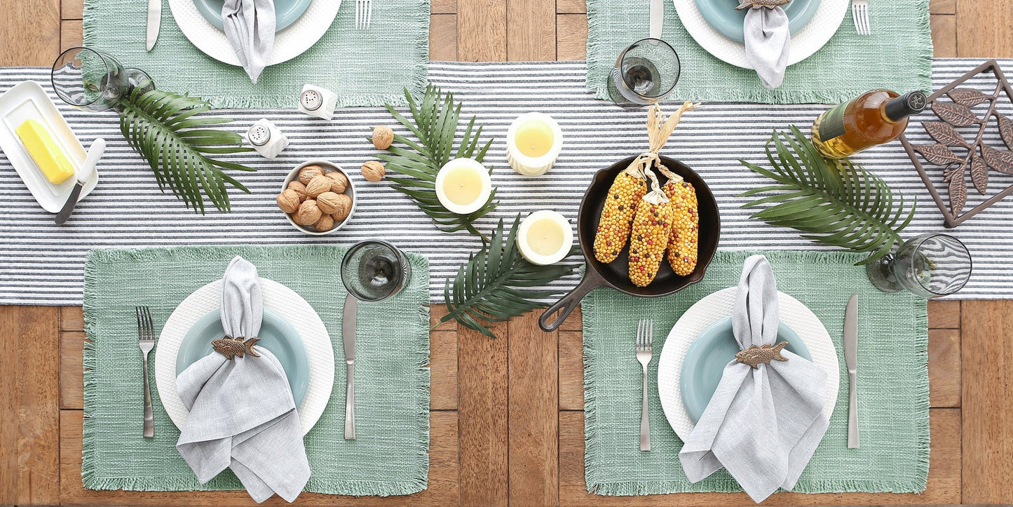 Jadeite Basket Fringe Placemats, Set Of 4