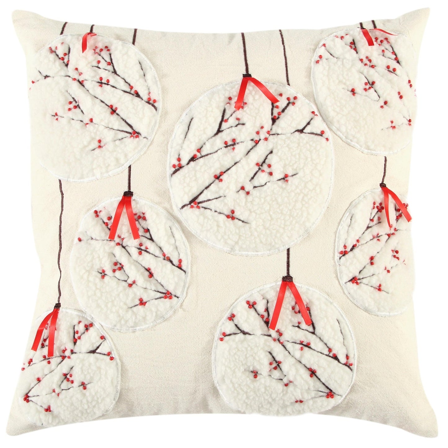 Ornaments Applique & Embroidered Throw Pillow