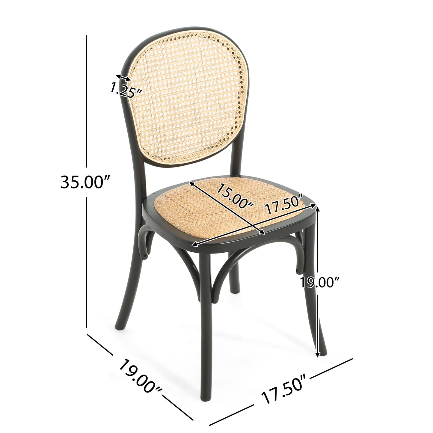 Qyros Dining Chair with Round Backrest and Curved Legs, Set of 2