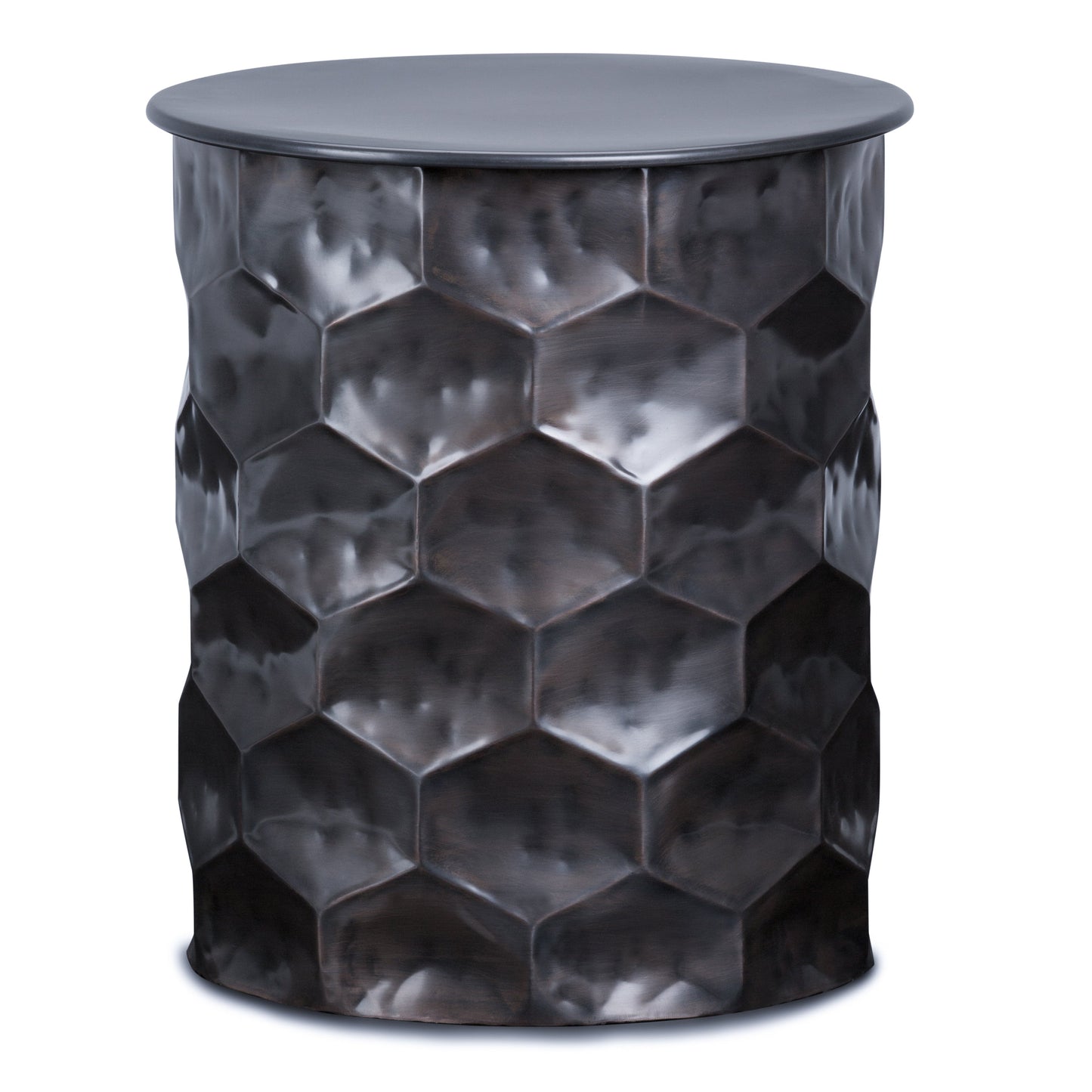 Opalescence Metal Side Table with Removable Round Top and Honey Comb Design