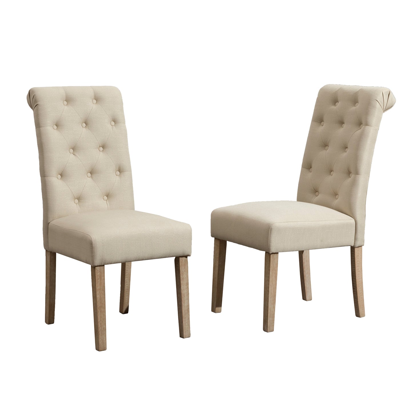 Driva 5-Piece Dining Set with Turned-Leg Table and 4 Tufted Chairs