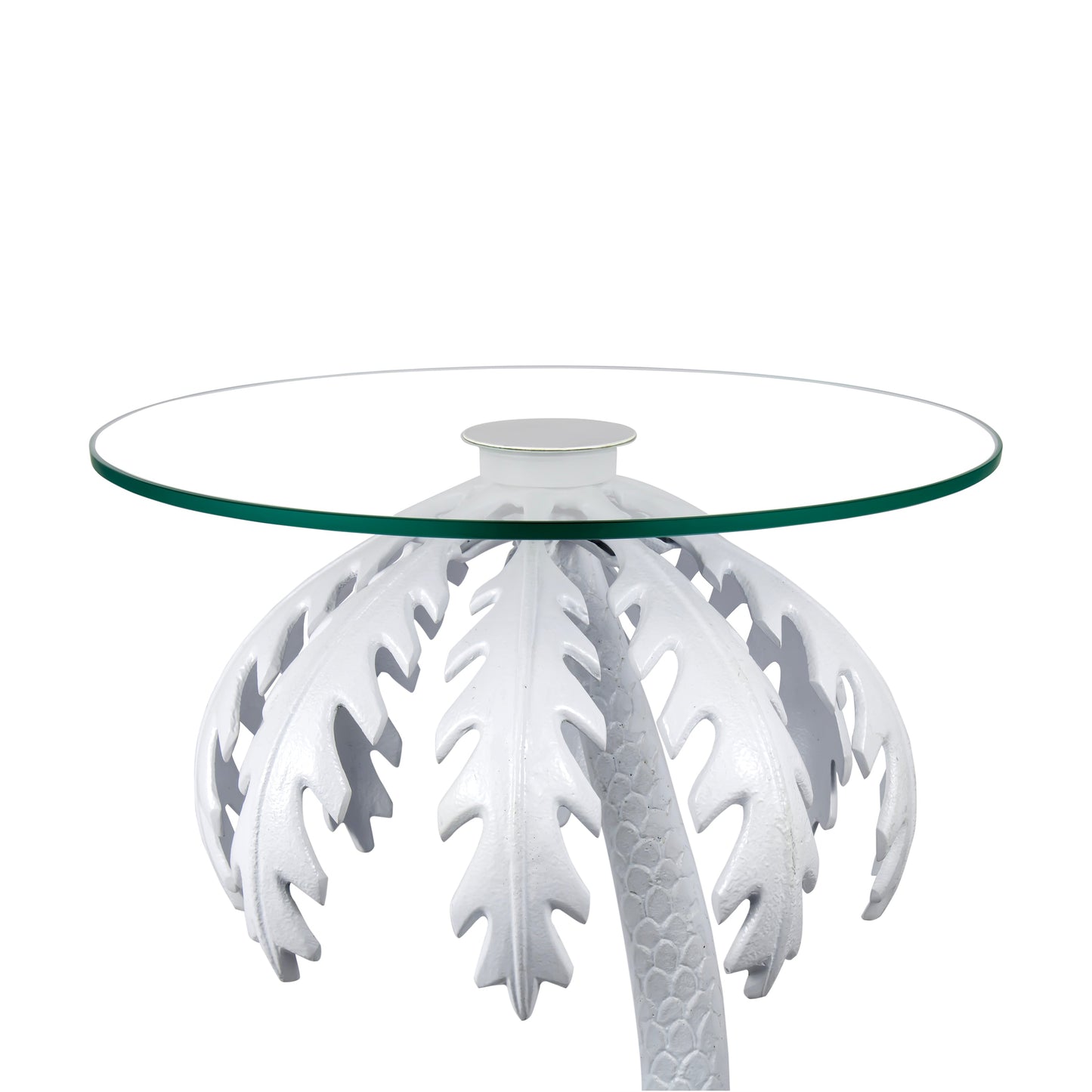 Vince Mid-Century Vintage Glass Top Metal Palm Tree End Table