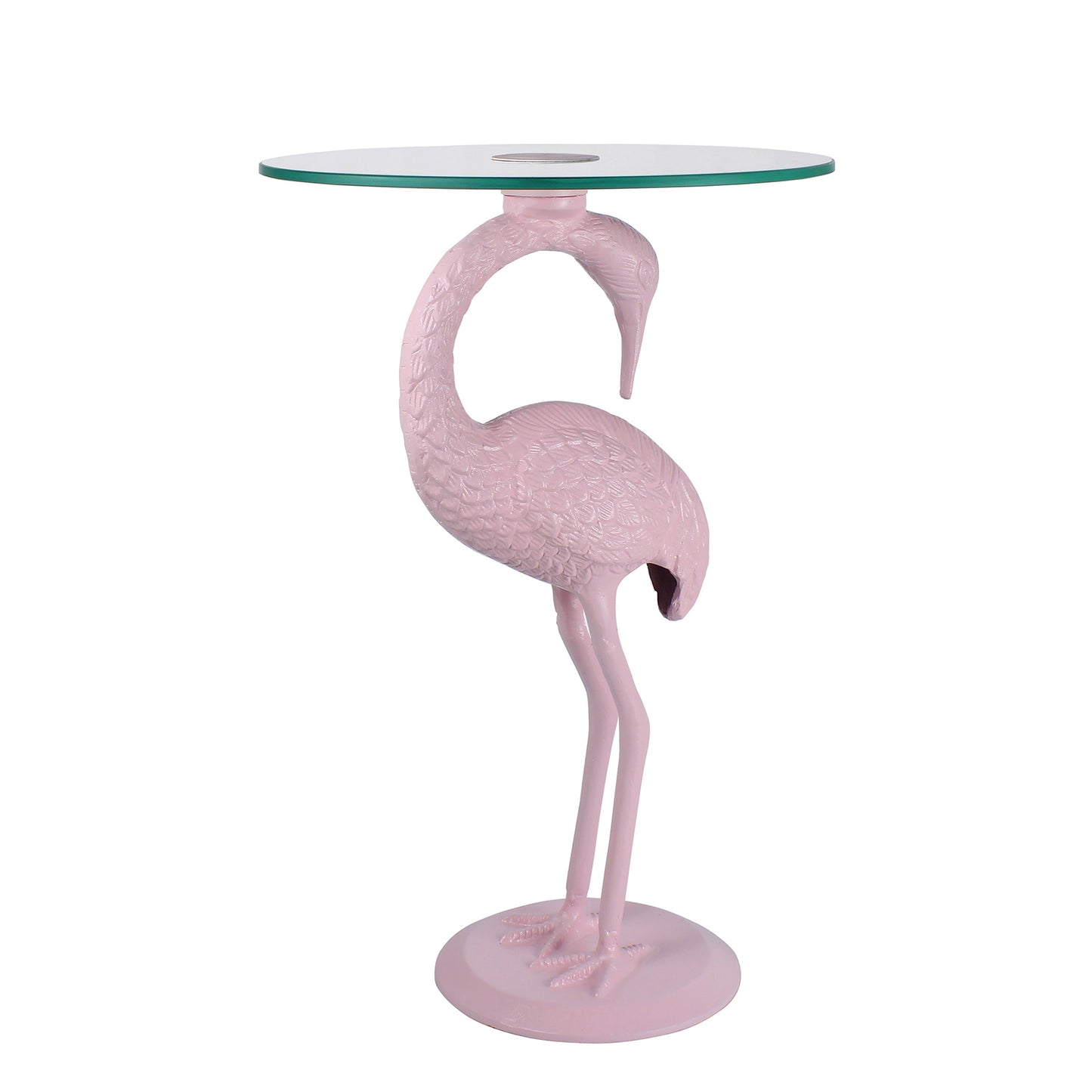 Blanche Classic Mid-Century Glass Top Flamingo End Table