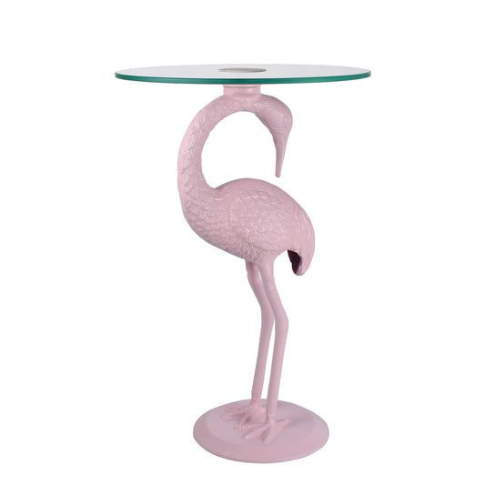 Blanche Classic Mid-Century Glass Top Flamingo End Table