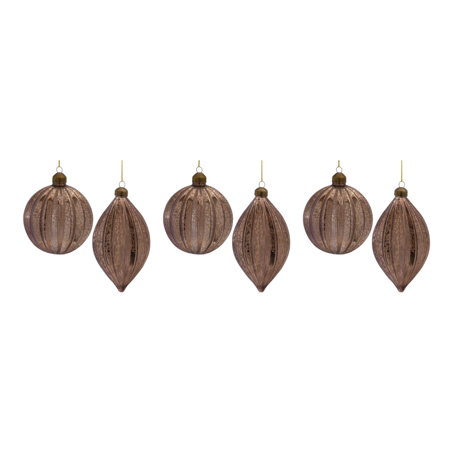 Ribbed Mercury Glass Ornament, Set of 6