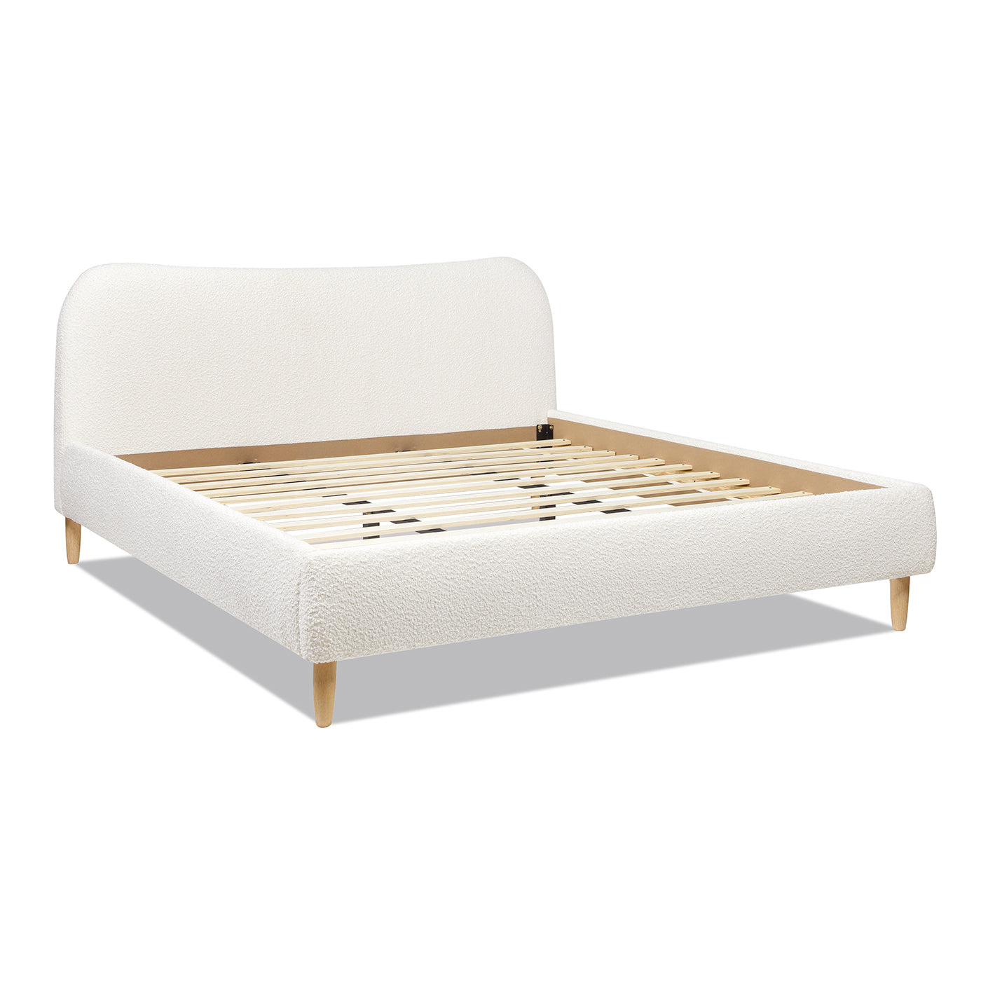 Enchantr Upholstered Platform Bed with Curved Headboard and Wood Frame